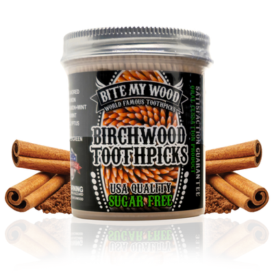 450 Qty BiteMyWood Flavored Birchwood Toothpicks in Plastic Jars