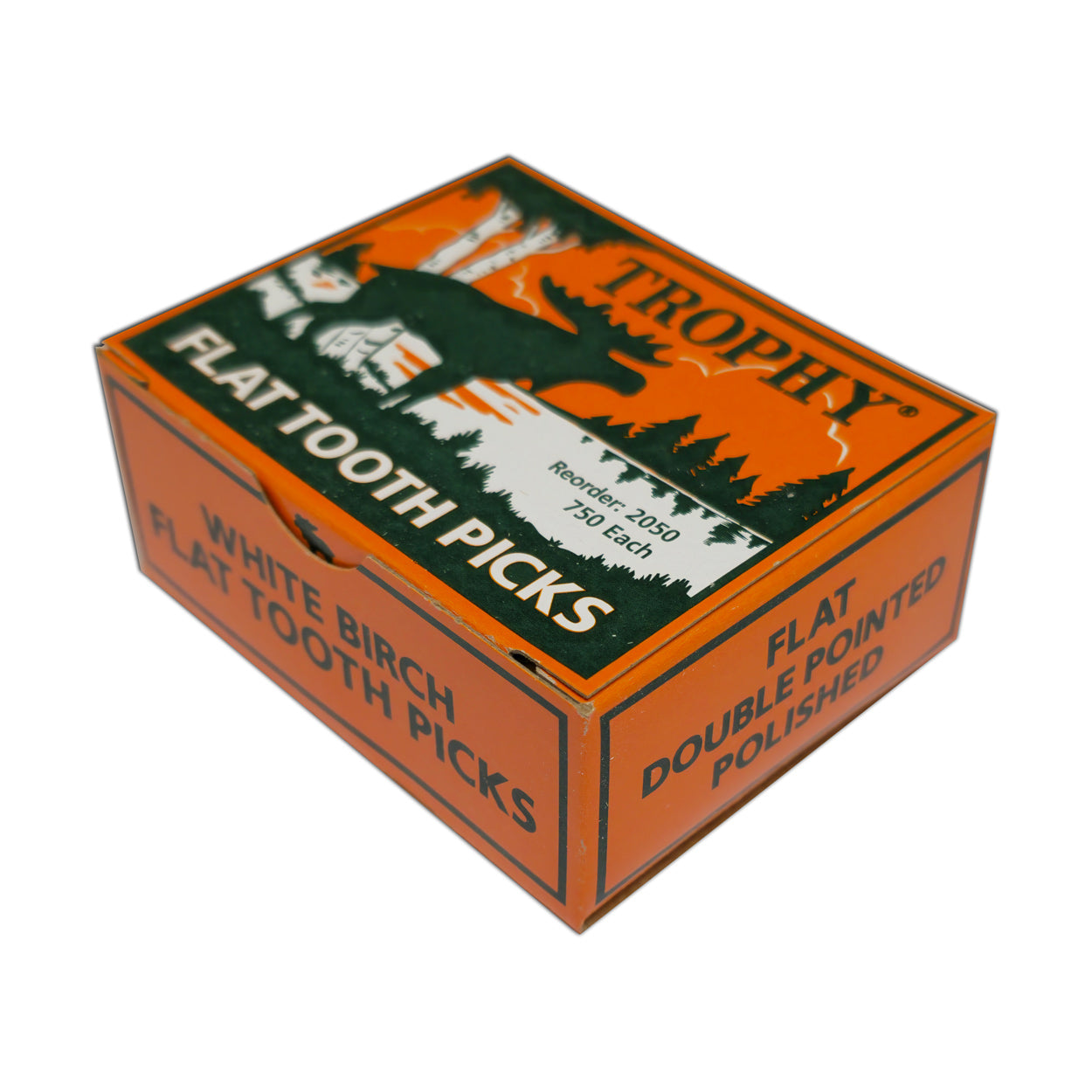 9000 Qty Flat Birchwood Toothpicks In Cardboard Sleave Box 12x750