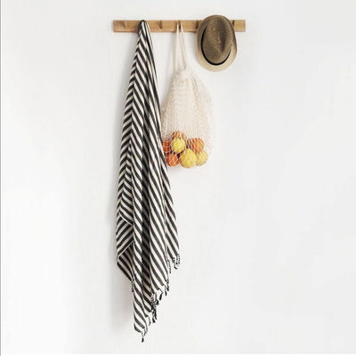 Vertical Striped Turkish Towel With Fringe