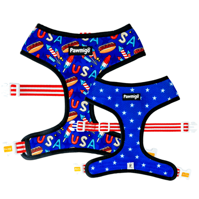 Red, White & Bark Reversible Harness