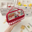 Kawaii Cartoon Hellokitty Kuromi Large Capacity Transparent Double Layer Pencil Case Cartoon Cinnamoroll Stationery Pen Bag